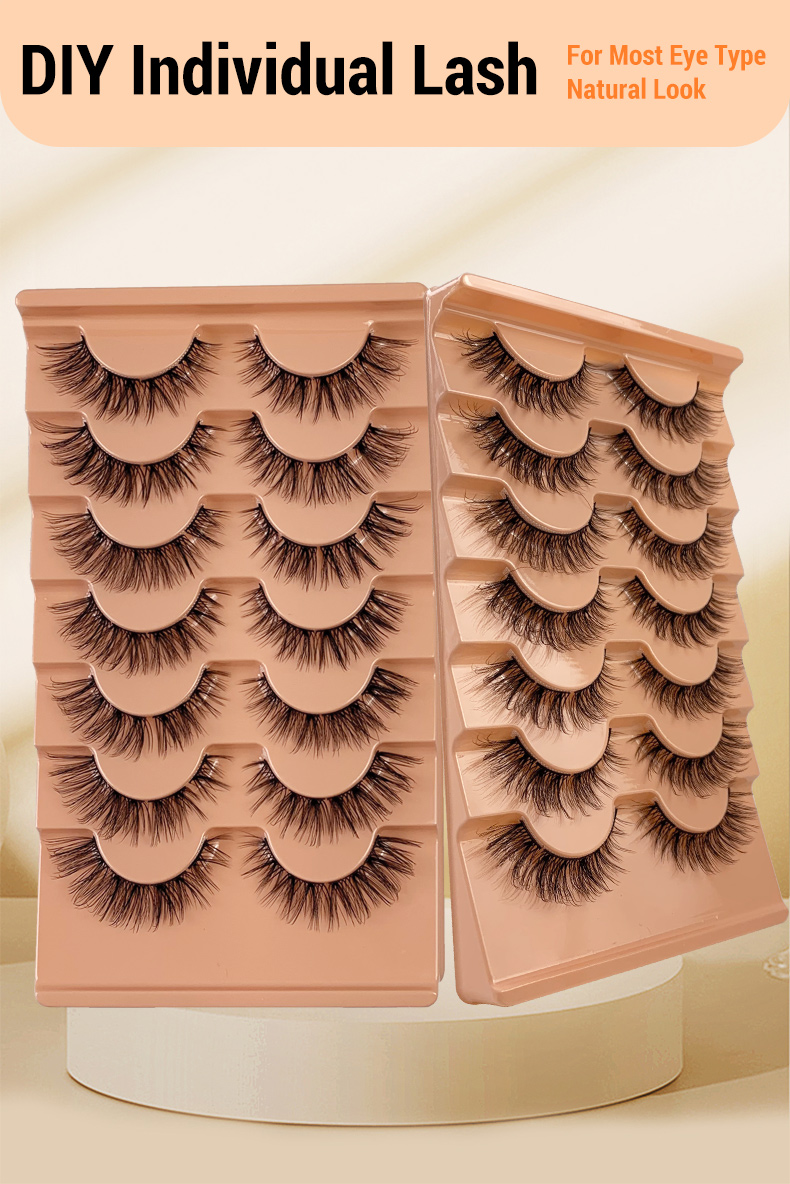 Segmented Full Strip Eyelashes – Soft, Natural & Long Fluffy Lashes (7 Pairs) (9)