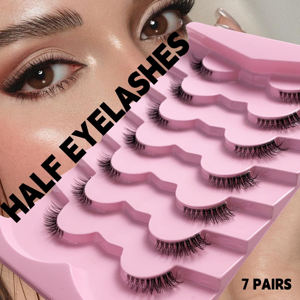 7 Pairs Half Lashes Cat Eye Natural Long Soft Make Up Tool (Wispy Faux Mink Lashes with Transparent Band) (7).jpg