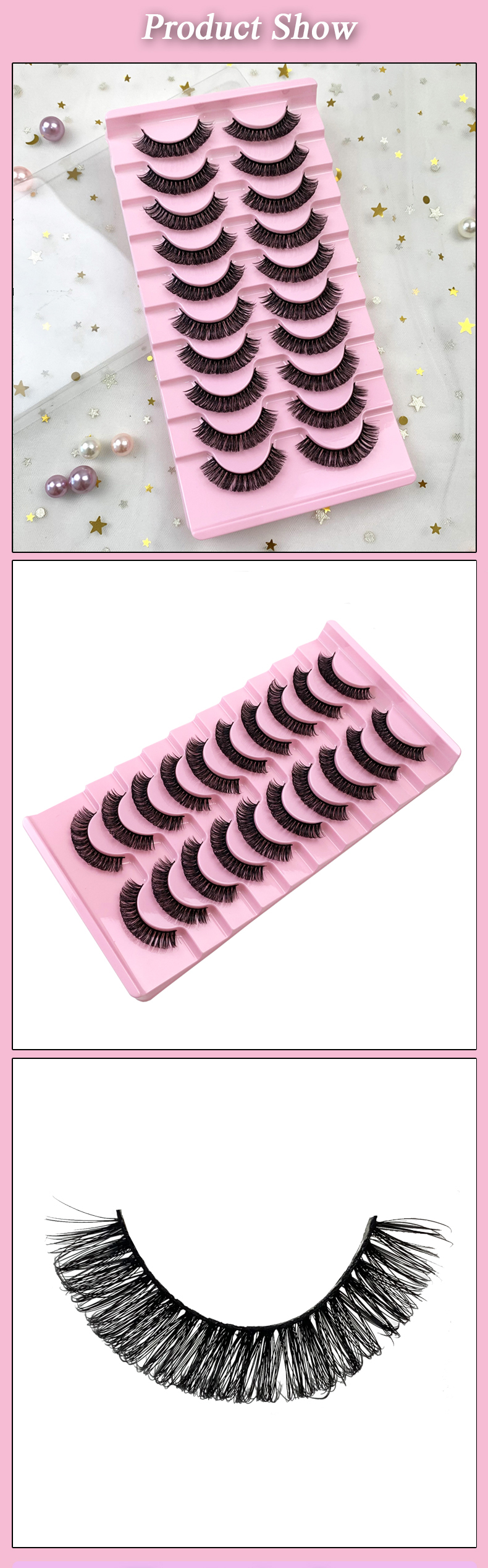 Russian Strip Lashes Fluffy Mink – 10 Pairs of 3D Volume Handmade Fake Eyelashes-1 (3)