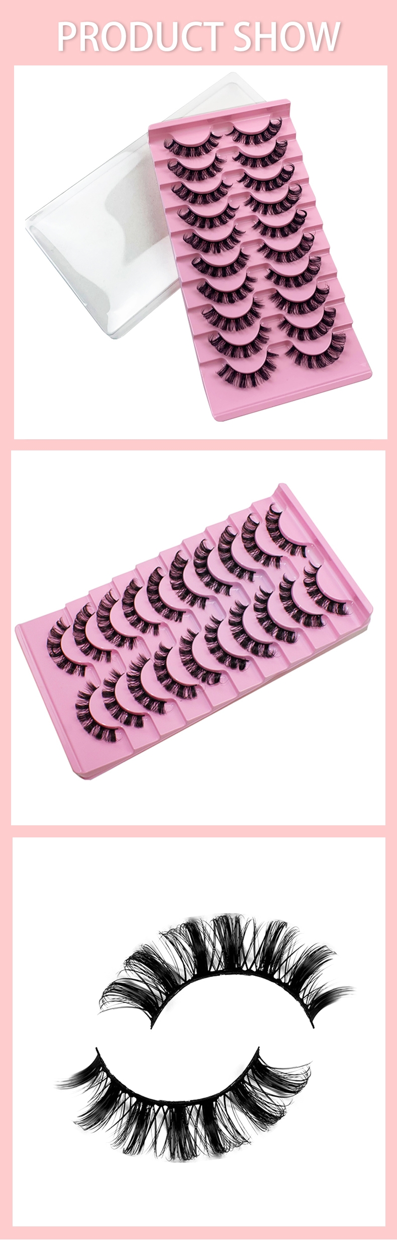 Russian Strip Eyelashes – 10 Pairs of Fluffy Handmade Mink 3D Volume Lashes (4)