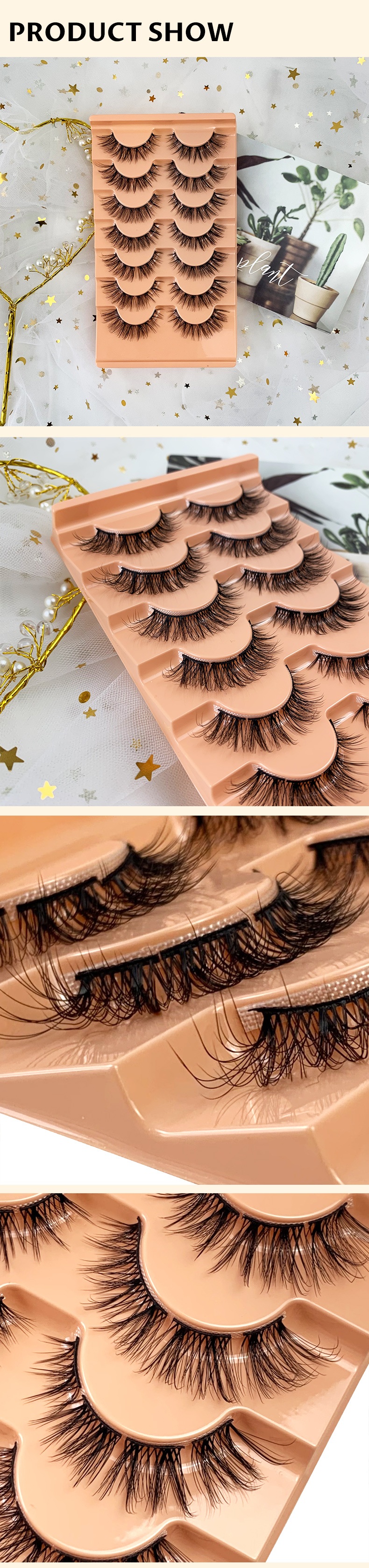 Segmented Full Strip Eyelashes – Soft, Natural & Long Fluffy Lashes (7 Pairs) (13)