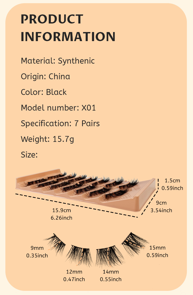 Segmented Full Strip Eyelashes – Soft, Natural & Long Fluffy Lashes (7 Pairs) (10)