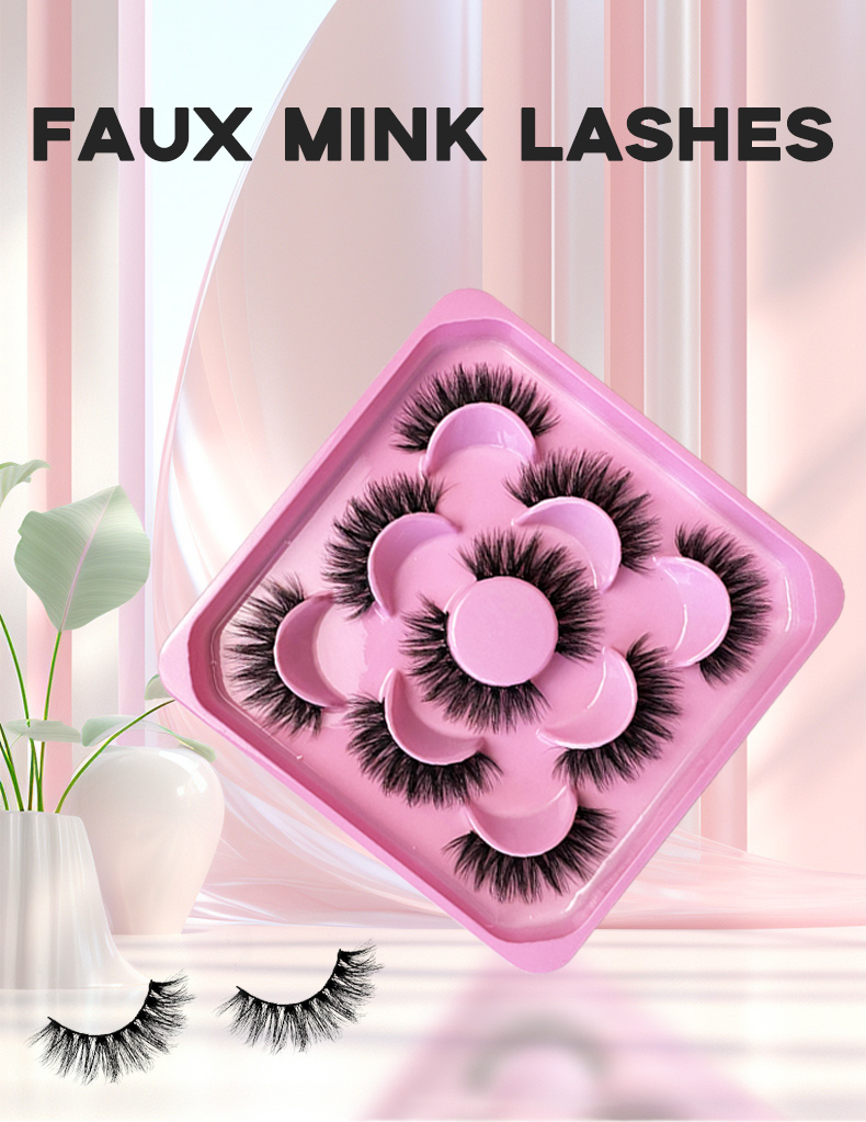 Luxurious Faux Mink Eyelashes – 5 Pairs of Reusable, Fluffy 3D Russian Volume Lashes-1 (1)