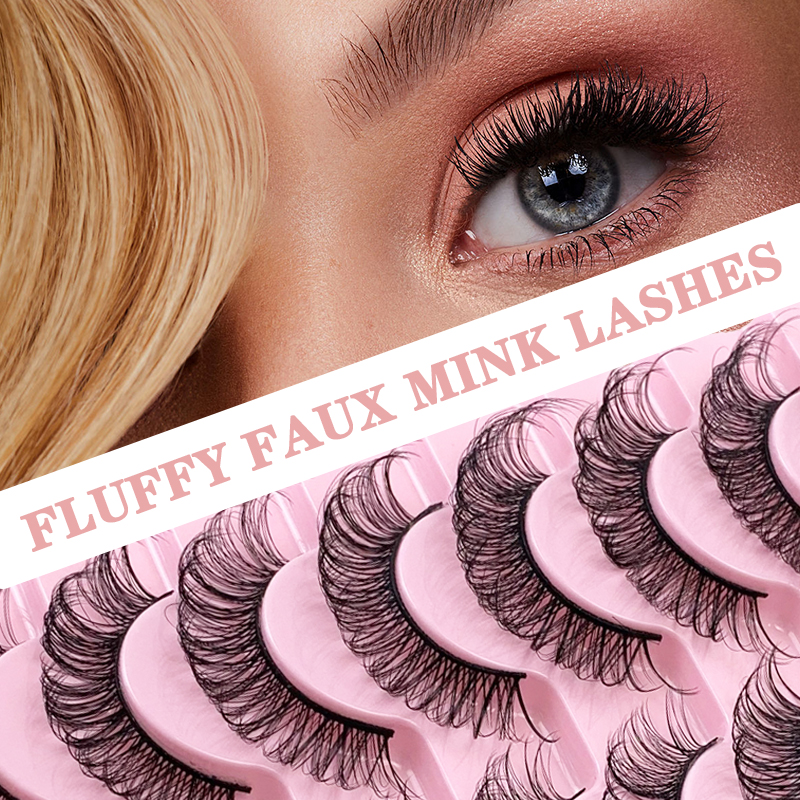 Russian Full Strip Volume Fake Eyelashes – DD Curl, 10 Pairs, Mink 3D False Eyelashes (9mm-15mm, Reusable, Thick Style) (1)