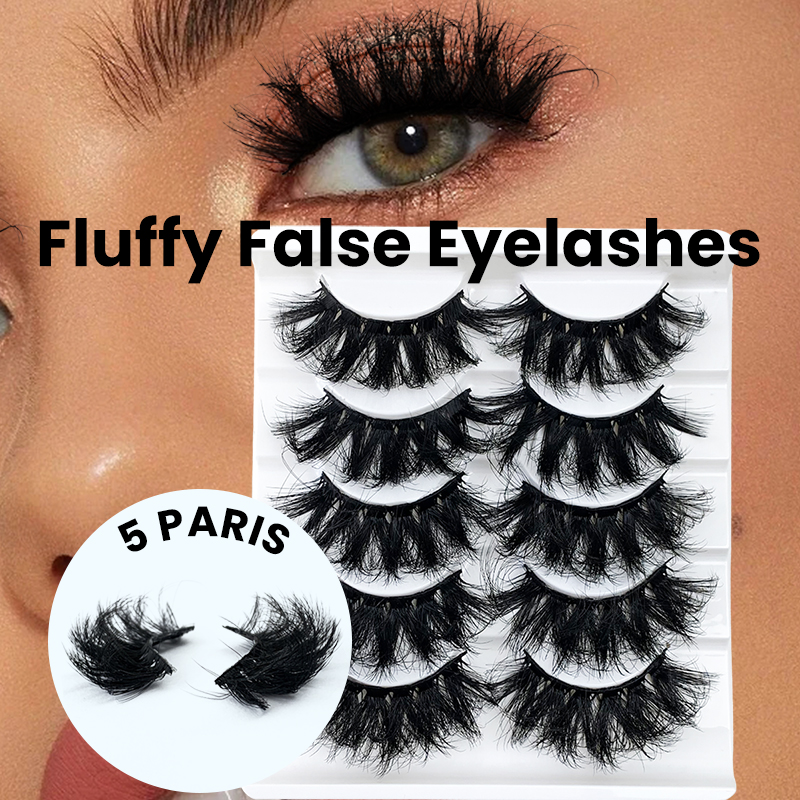 Hinarin 5 Pairs Eyelashes Grafting – Luxurious Mink Fluffy Lashes for a Natural, Voluminous Look (2)