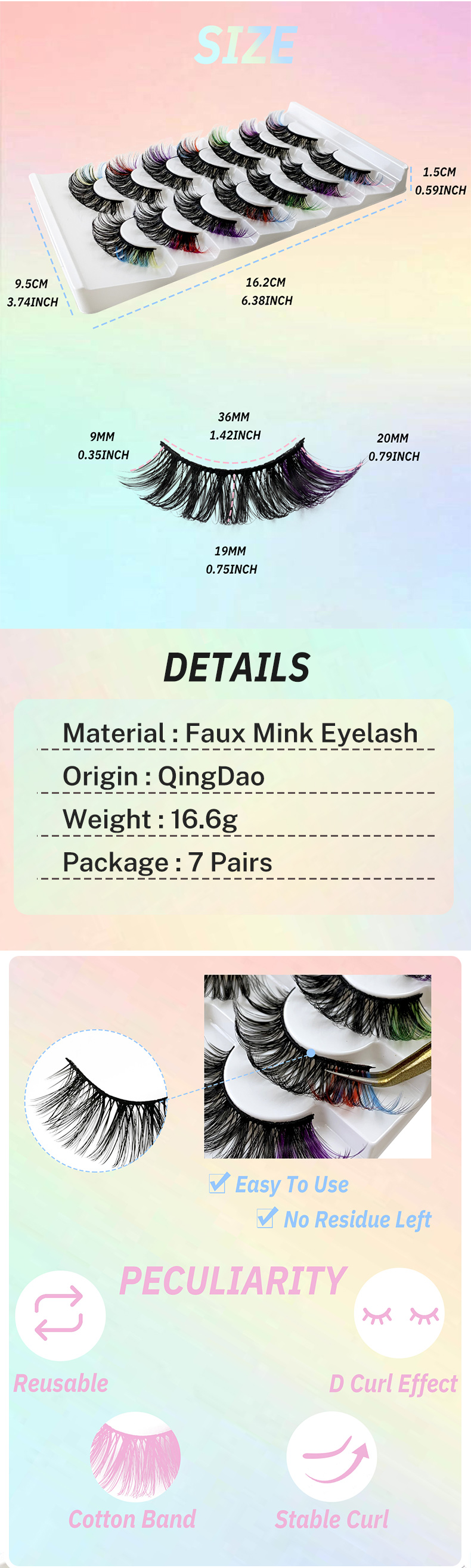 New Colorful Lashes Mix Fluffy Dramatic Cilios – 7 Pairs (DD Curl, Mink Lashes) (9)