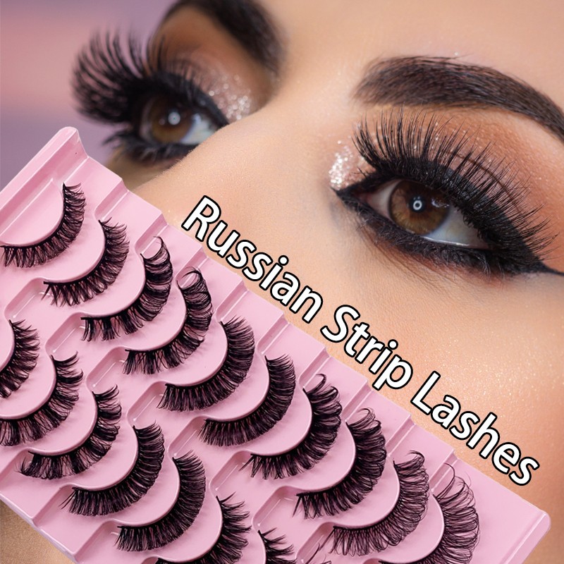 New Russian False Lashes – 10 Pairs, 3D Fluffy Volume, Reusable Mink Strip Eyelashes   (3).jpg